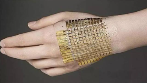 电子皮肤,手掌,电路网格,透明材质,金属光泽