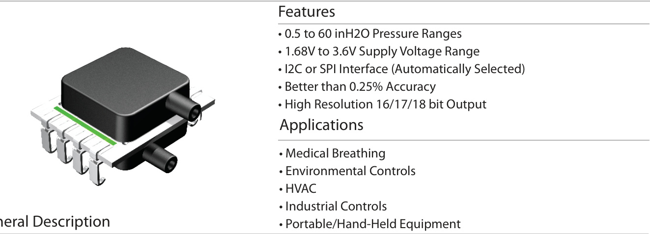 Amphenol Advanced Sensors 安费诺  DLHR-L01D-E1BD-C-NAV8  板载压力传感器