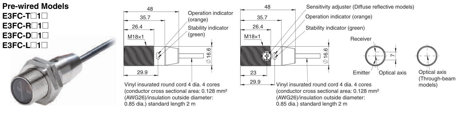 Omron  E3FC-TN21  Linear Displacement SensorsSensors